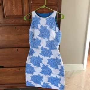 Hailey Adriana Papell Silver and Blue mini dress